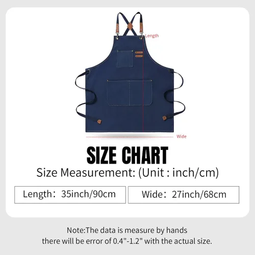 Vista 5 de Delantal personalizado para hombres y mujeres, delantales de lona de cocina personalizados con bolsillos, nombre, texto, logotipo, imagen