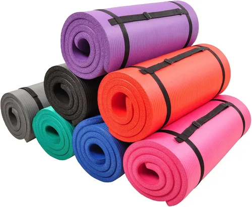 Vista 4 de Fitvids Esterilla de yoga extra gruesa de alta densidad antidesgarros de 1/2 pulgada con correa de transporte
