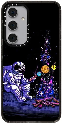 Vista 160 de CASETiFY Funda de impacto para Galaxy S22+ - Adhesivo Aries Moross, color negro transparente