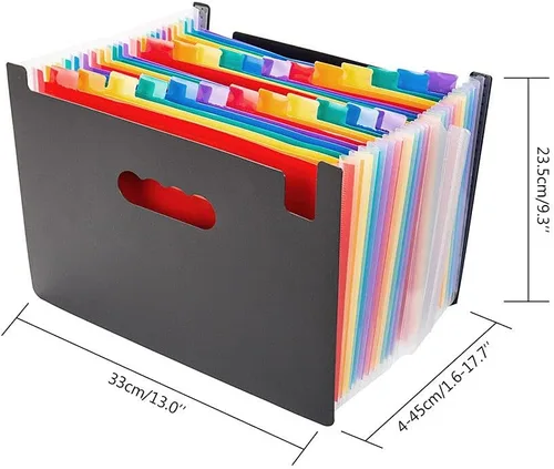 Vista 8 de Organizador de archivos de acordeón, carpeta de archivos expandible de 13/24 bolsillos con envoltura de borde de tela, caja de archivo portátil