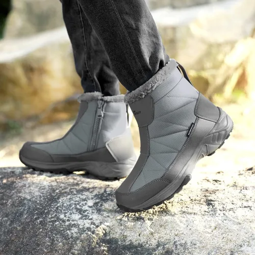 Vista 6 de Silentcare - Botas de nieve para hombre, con forro de piel, impermeables, antideslizantes, ligeras