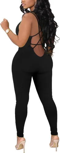 Vista 3 de Ophestin Mono ajustado sin mangas con cuello redondo y espalda descubierta para mujer