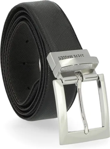 Vista 7 de Steve Madden Cinturón de cuero reversible para hombre, casual, para todos los días Marrón/Negro