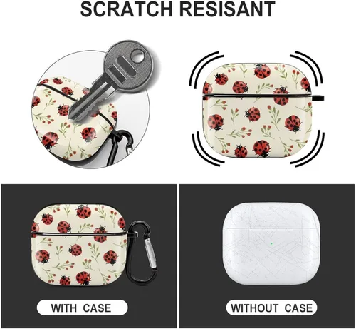 Vista 3 de Linda funda de mariquitas compatible con AirPods 3 con llavero Patrón 304.