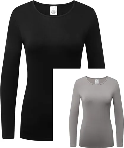 Vista 2 de Formeet17 Paquete de 2 camisetas de manga larga para mujer