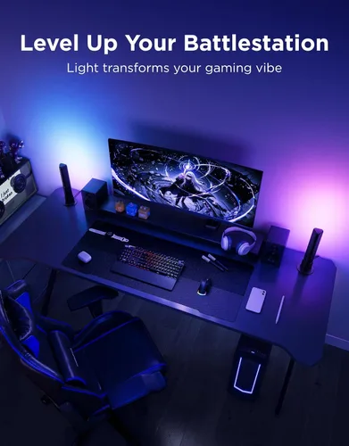 Vista 2 de Govee - Barras de luz LED inteligentes, funcionan con Alexa y Google Assistant, retroiluminación LED WiFi RGBICWW para TV con modos de escena