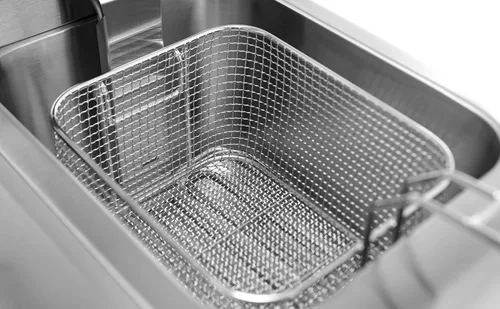 Vista 6 de Kratos Freidora eléctrica comercial para encimera, freidora de tanque doble con canastas, freidora de acero inoxidable para restaurantes y soportes