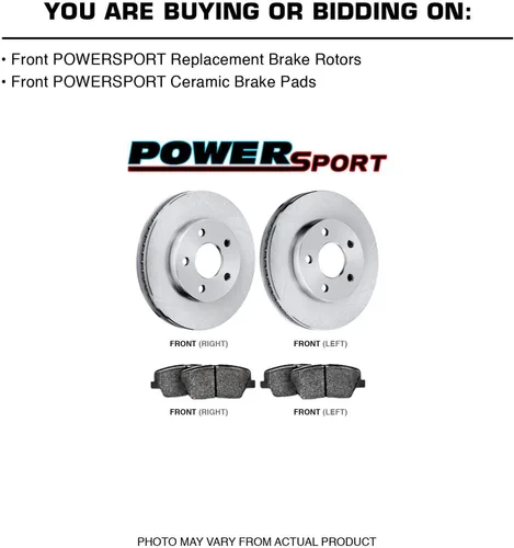 Vista 2 de BRAKELABS POWERSPORT - Rotores de freno delanteros de repuesto y pastillas semimetálicas compatibles con Jaguar Vanden Plas, XJ12, XJ6 1990-1997