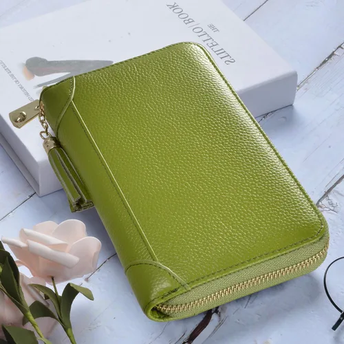 Vista 2 de Easyoulife - Monedero de cuero con cremallera, billetera portatarjetas para mujer, bloqueo RFID