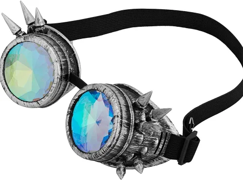 Vista 89 de Gafas caleidoscopio para raves trippy psicodélico steampunk con lentes de cristal de difracción de prisma arcoíris