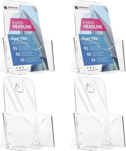 Vista 11 de Paquete de 2 soportes para folletos plegables de acrílico transparente de 6
