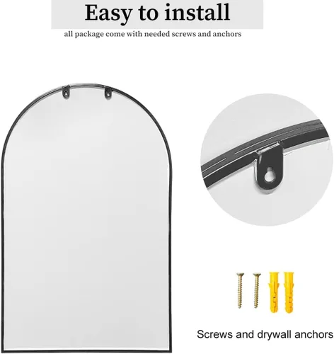 Vista 5 de Dewfig Espejo de Pared con Ventana Arqueada, 30"x20" Espejos de Panel de Ventana, Espejos de Tocador para Baño, Dormitorio, Entrada, Sala de Estar