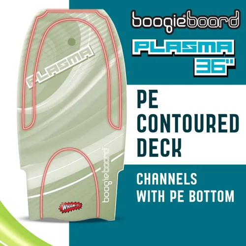 Vista 6 de Boogieboard - Bodyboard de plasma de 36 pulgadas - Correa ajustable - Bodyboard ligero - Espuma de polietileno, parte inferior lisa - Fácil