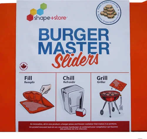 Vista 8 de Shape+Store Burger Master Sliders 10 en 1 Prensa Innovadora para Hamburguesas y Contenedor para Congelador