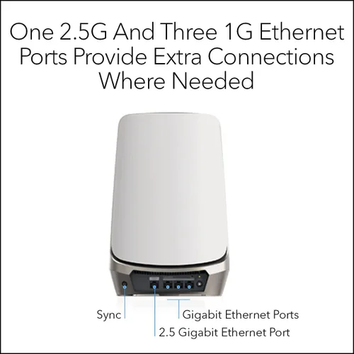 Vista 4 de NETGEAR Orbi Quad-Band WiFi 6E Mesh Satélite adicional (RBSE960) - Funciona con Orbi RBRE960, RBKE962, RBKE963, características de seguridad, añade