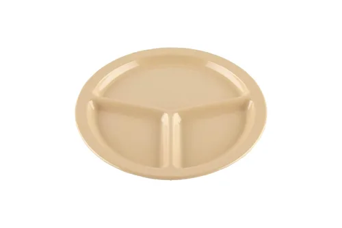 Vista 38 de G.E.T. CP-530-T Tan 9" 3-Compartment Plate, Break Resistant Dishwasher Safe Melamine Plastic, Supermel Collection (Pack of 12)