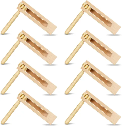 Vista 7 de Zhanmai 2 piezas de trinquete de ruido mexicanos de madera, máquina de ruido giratorio, sonajero giratorio, juguete tradicional de madera para Grande
