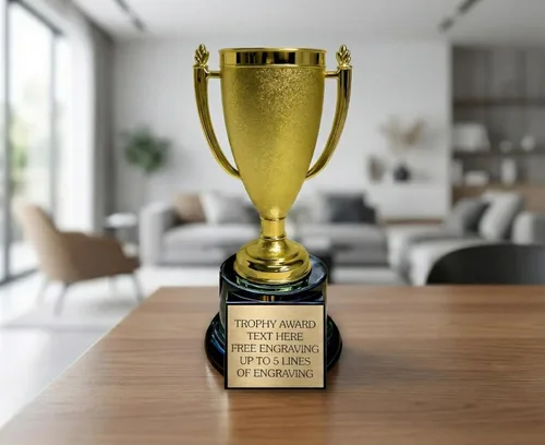 Vista 6 de Placa grabada de copa de trofeo personalizada con grabado personalizado de 7.5 pulgadas de alto, trofeos de equipo con placa grabable personalizada