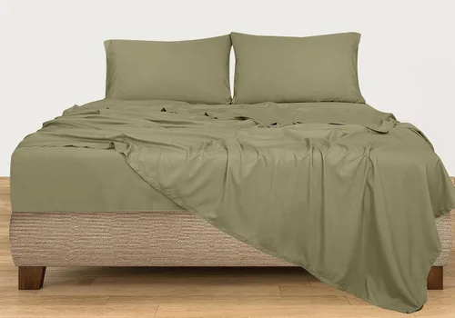 Vista 8 de ROYALE LINENS Juego de sábanas de 300 hilos de 100 % algodón peinado de fibras largas, 4 piezas, 1 sábana bajera, 1 encimera y 2 fundas de almohada