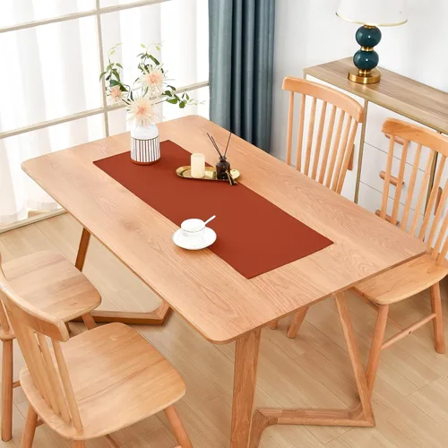 Vista 21 de Camino de Mesa Beige Estilo Granja Caminos de Mesa Pequeños Cortos de 36 Pulgadas Camino de Mesa de Centro para Cómoda Sala de Estar Dormitorio