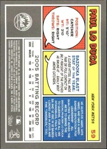 Vista 2 de 2006 Bazooka #59 Paul Lo Duca MLB Baseball Trading Card