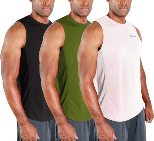 Vista 15 de DEVOPS - Paquete de 3 camisetas sin mangas para hombre, ajuste seco, para músculos, camiseta de entrenamiento