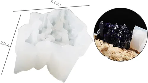 Vista 7 de Juego de 6 moldes de resina de cristal, molde de roca de cuarzo, molde de racimo de cristal epoxi, molde de silicona para drusa, arcilla polimérica