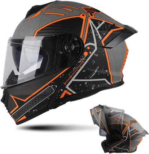 Vista 10 de Modular Motorcycle Helmet for Men Women, Flip Up Full Face to Open Face Helmet, DOT & FMVSS 218 Certified, Dual Visor, Removable & Washable Liner