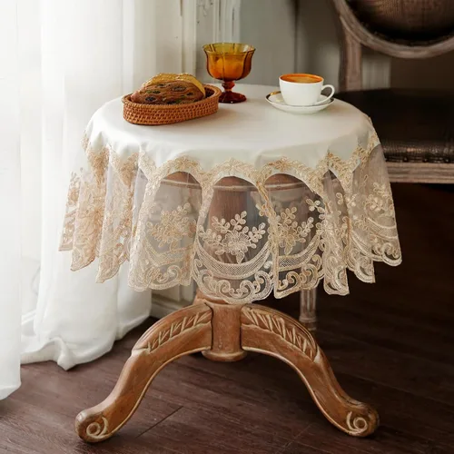 Vista 3 de ARTABLE Mantel de encaje rectangular impermeable con exquisito borde de macramé para decoración de bodas, cocina, vacaciones, fiestas