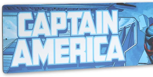 Vista 4 de Open Road Brands Letrero de metal con texto en inglés «Marvel Capitán América», arte de pared para cueva o sala de cine