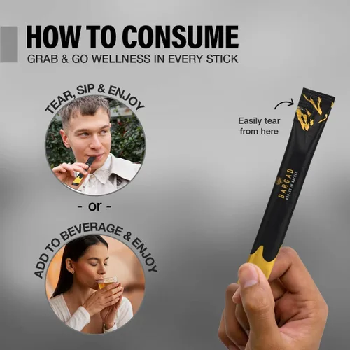 Vista 5 de BARGAD Palitos Shilajit puros del Himalaya con miel orgánica y azafrán (7 unidades) Palitos Shilajit fáciles de un solo uso Aumenta la energía