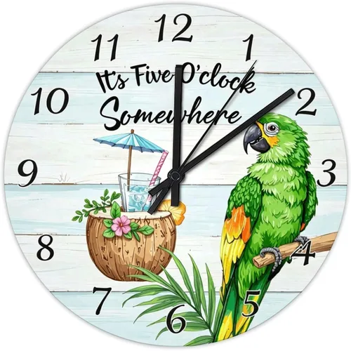 Vista 14 de Farmhouse Silent Wooden Wall Clock Non-Ticking Battery Operated 10" Retro Rustic Arabic Numerals Colorful Decorative Small Wall Clocks for Living