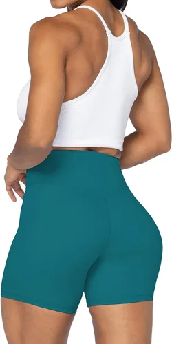 Vista 6 de Sunzel - Shorts de tiro alto para ciclista, sin costuras frontales, para mujer, a prueba de sentadillas, para yoga, entrenamiento, gimnasio, ciclismo