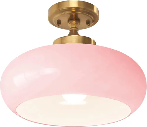 Vista 11 de Lámpara de Techo Verde Semiempotrada Vintage de Latón Antiguo Luz Empotrada Superior de Cristal Dorado Candelabro para Casa de Campo Armario Entrada