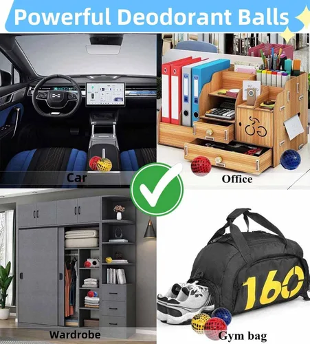 Vista 6 de Pelotas desodorantes para tenis, pelotas desodorantes para tenis, bolsas de gimnasio y casilleros, bolas eliminadoras de olores, paquete de 6