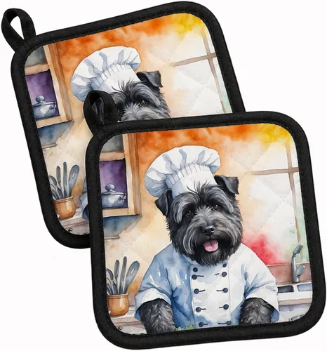 Vista 31 de Caroline's Treasures Coton de Tulear El Chef Par de Agarraderas de Ollas de Cocina Resistentes al Calor Juegos de Agarraderas de Ollas Almohadillas