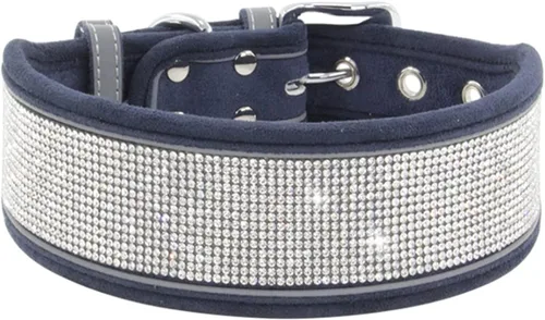 Vista 11 de Serijoars Collar de perro con diamantes de imitación, deslumbrante, suave, cómodo, reflectante, collar para perro grande, collar de diamantes