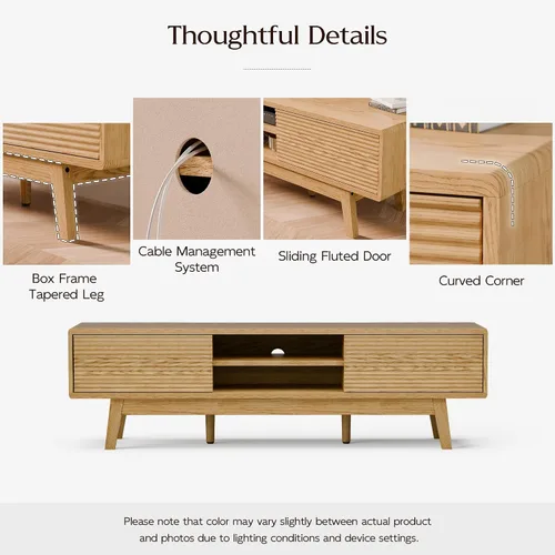 Vista 9 de TOLEAD Soporte para TV de 59", Soporte de Televisión Moderno de Mediados de Siglo para TV de 43/55/65 pulgadas, Consola de TV de Perfil Bajo