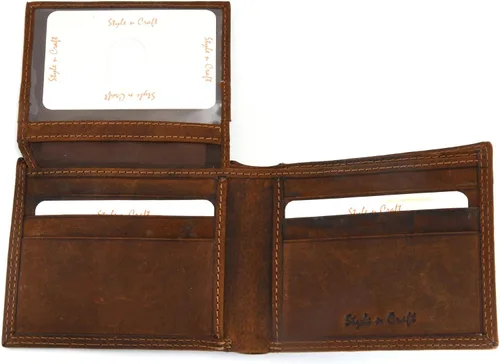 Vista 5 de Style n Craft Cartera de cuero bi-fold, cartera de cuero de grano completo para hombres y mujeres, cartera con protección RFID con múltiples