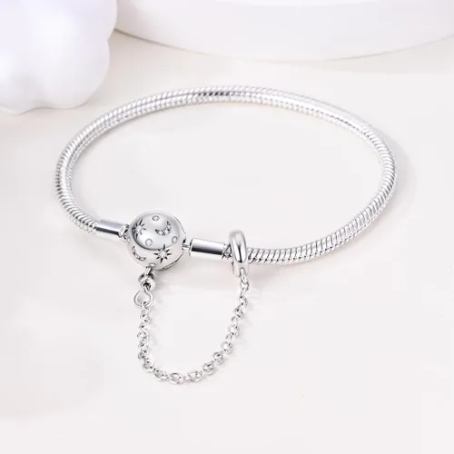 Vista 5 de Parmuz Pulsera de plata de ley 925 con dije de cadena de serpiente, ojo malvado, atrapasueños, llave, cierre de corazón, dije de viaje, momentos