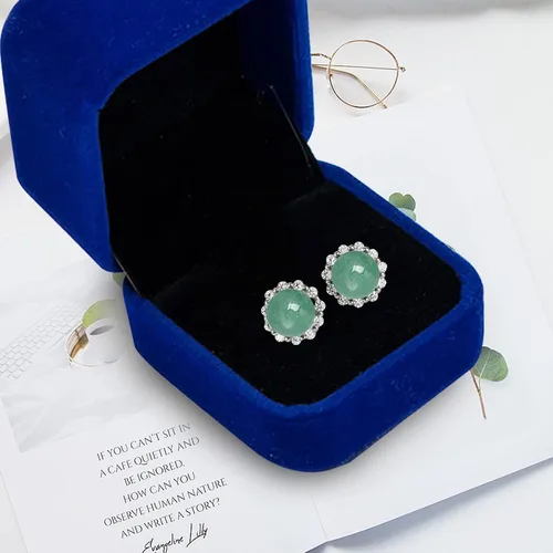 Vista 53 de Jade Earrings Studs,Green Jade Earrings for Women,925 Sterling Silver Earrings Studs for Sensitive Ears,Handmade Jade Earrings for Birthday