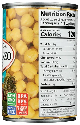 Vista 7 de Eden Garbanzos orgánicos, lata de 15 onzas, sin sal, sin OMG, sin gluten, veganos, kosher, cultivados en Estados Unidos, para calentar y servir