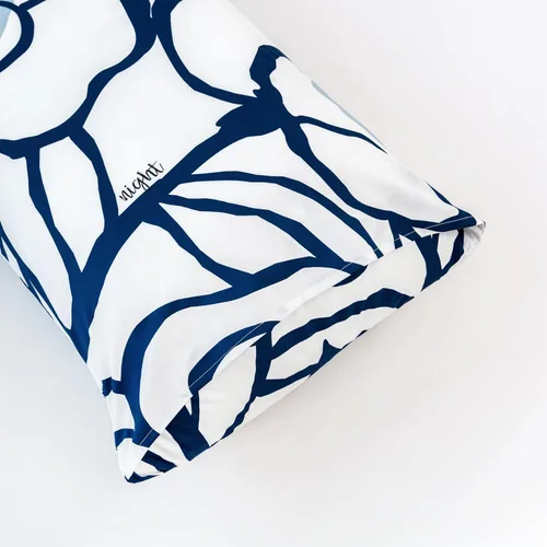 Vista 4 de YuHeGuoJi Fundas de almohada florales tamaño Queen 100% algodón, juego de 2 fundas de almohada azules y blancas, fundas de almohada decorativas