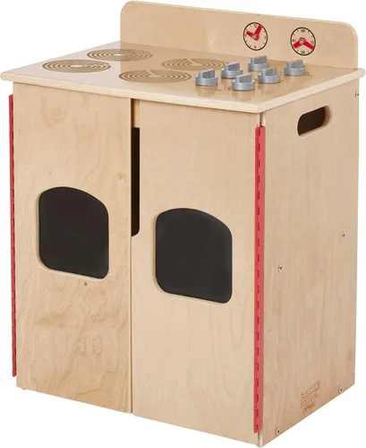 Vista 10 de Back2School Express Estufa de cocina para niños – Juego de juguetes de cocina de madera para niños pequeños, juego Montessori con almacenamiento