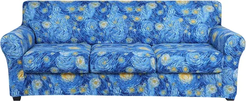 Vista 42 de hyha Funda para sofá, fundas para sofá biplaza, diseño floral, elásticas, estampadas, 3 piezas, fundas para sofá de 2 cojines separados, protector
