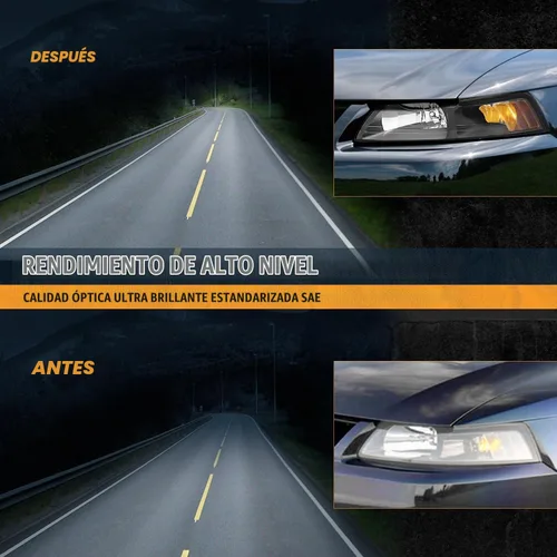 Vista 7 de WEELMOTO - Conjunto de faros halógenos para Ford Mustang V6/GT 1999-2004 Clear Lens Black Housing Amber Reflector, Left Driver+Right Passenger