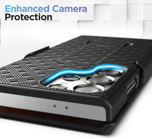 Vista 4 de Galvanox Funda para cinturón diseñada para Samsung Galaxy S24 Ultra - Funda delgada con combo de clip de funda (negro)