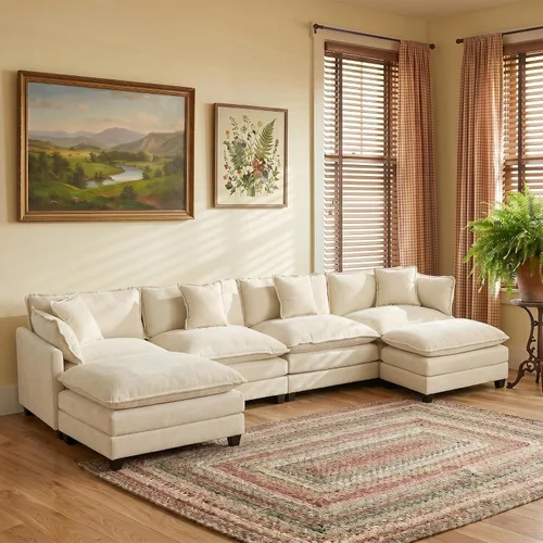 Vista 58 de Sofá modular modular de felpilla beige de 78 pulgadas para sala de estar, sofá modular de felpilla beige para sala de estar, sofás para sala
