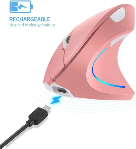 Vista 4 de Ratón vertical, para diestros 2.4 GHz, inalámbrico, ergonómico, recargable, vertical con 4 DPI ajustables 800120016002400, 6 botones, compatible