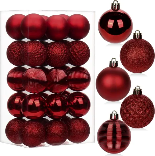 Vista 34 de 30 piezas de adornos de bola de árbol de Navidad irrompibles negros para decoración navideña